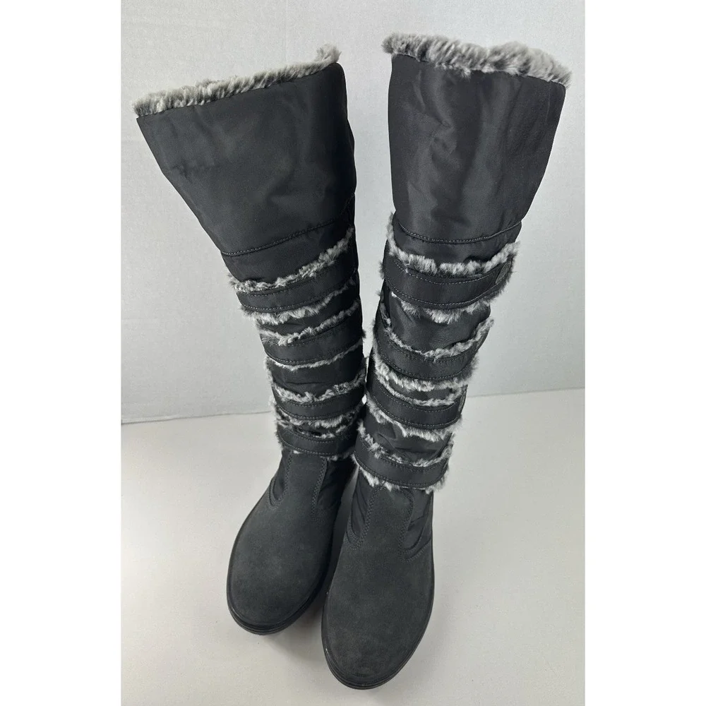 Pajar Women's Knee High Faux Fur Trim Boots Winter Snow Button Grey Size 39 US 8 - Picture 9 of 12